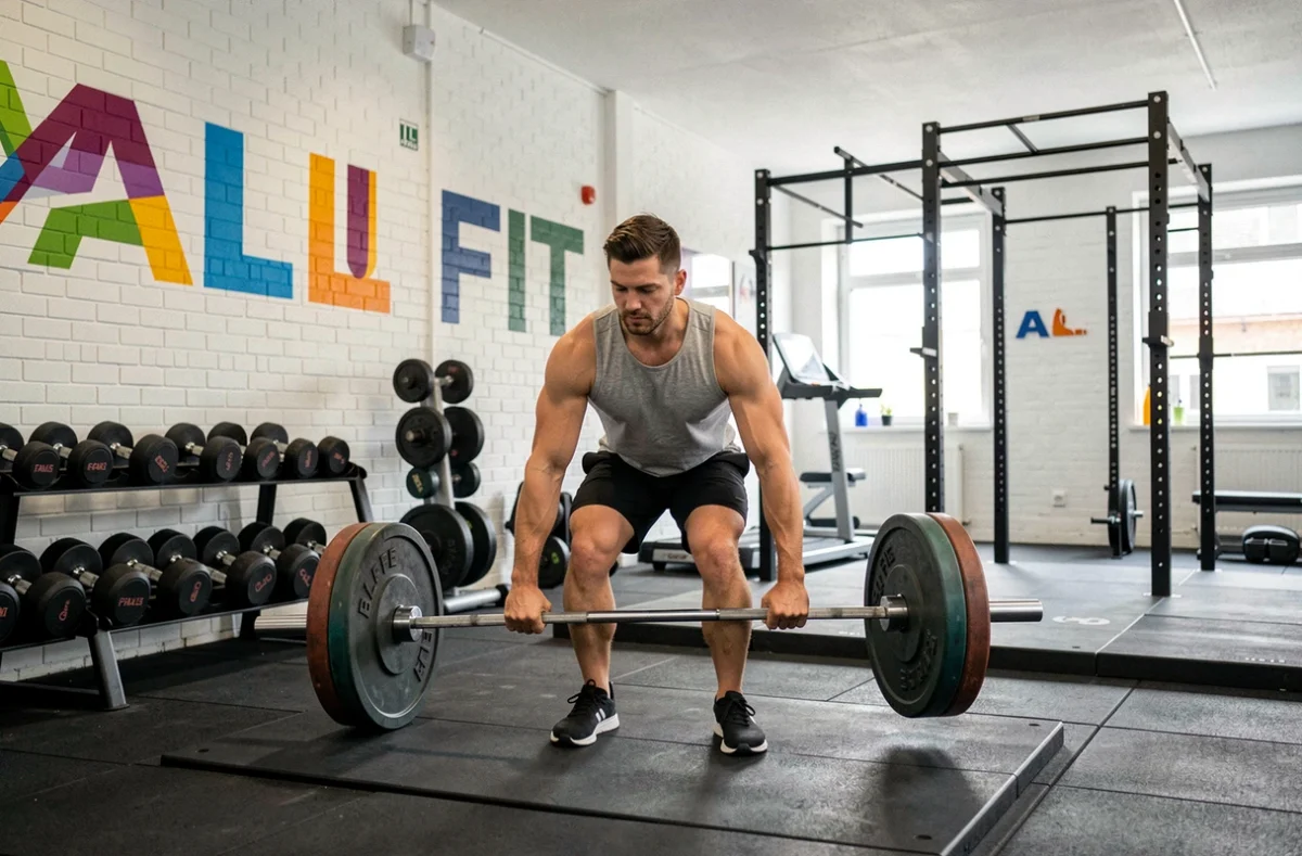 Salle de sport All Fit à Bagnolet avec espace de musculation fonctionnel et membre s'entraînant au soulevé de terre
