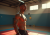 Ilia artiste martial musclé en salle en plein jour
