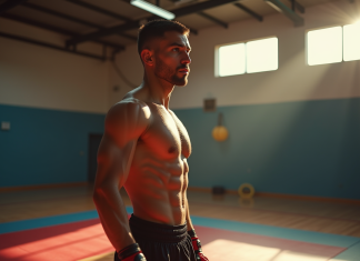 Pourquoi Ilia est un combattant redoutable Ilia artiste martial musclé en salle en plein jour