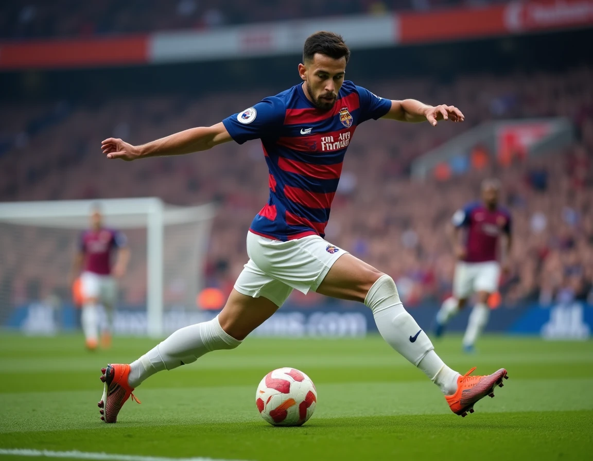 Attaquant du PSG en train de frapper au but lors des échauffements avant le coup d'envoi