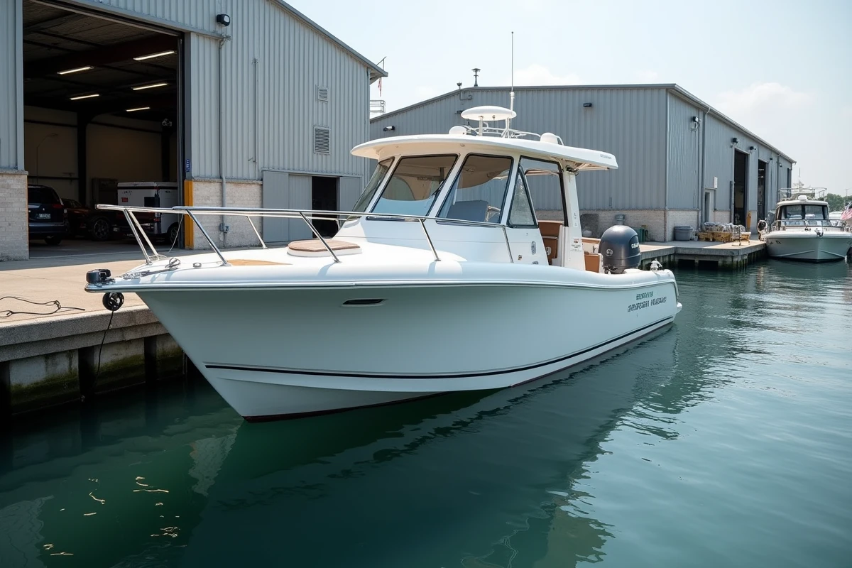 Bateau motorisé entretenu et prêt pour un long voyage au chantier nautique Aunis Motonautic Technique
