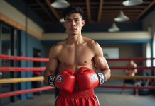 Comprendre les catégories de boxe pour choisir votre style Jeune boxeur confiant dans un gymnase moderne