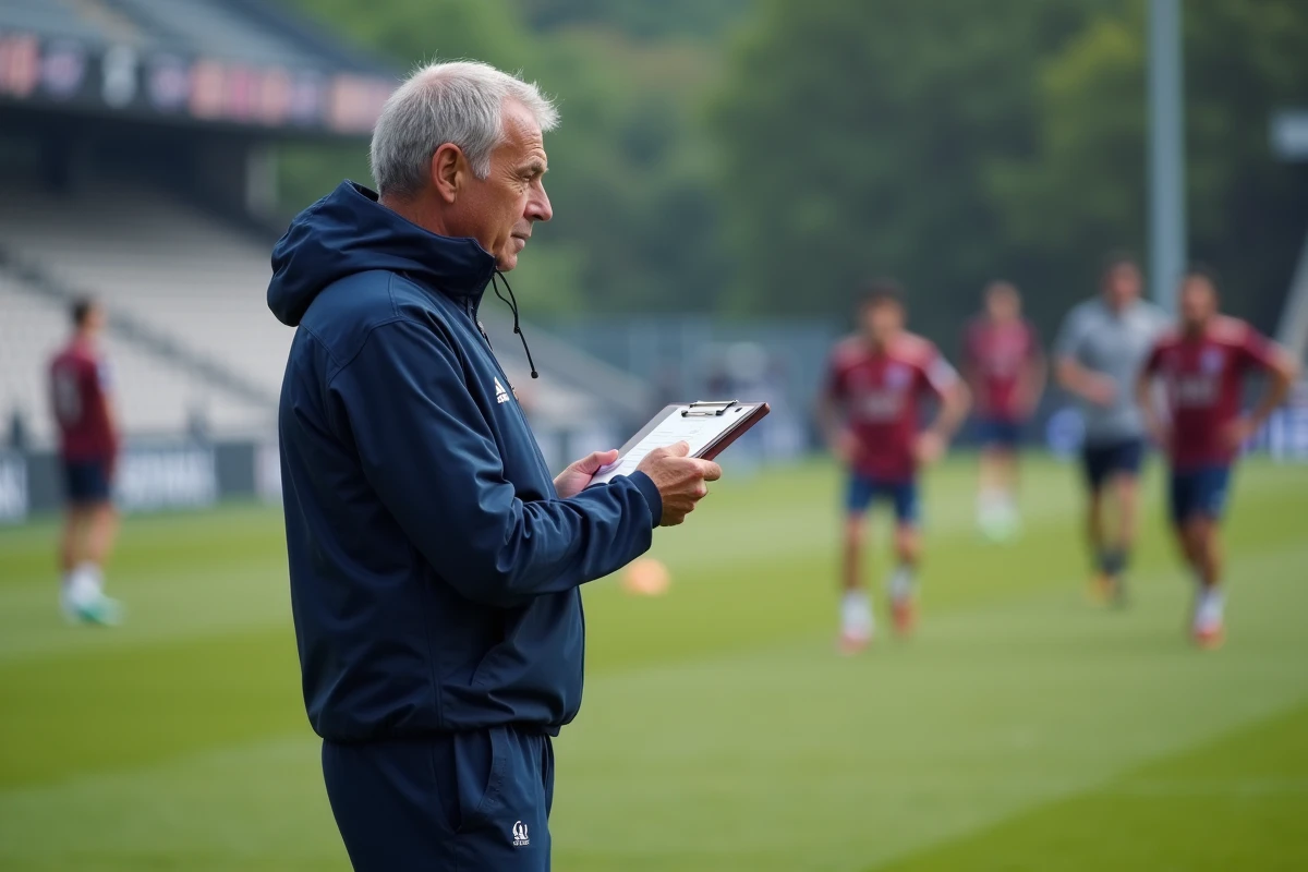 Entraineur analysant un mouvement sur le terrain d