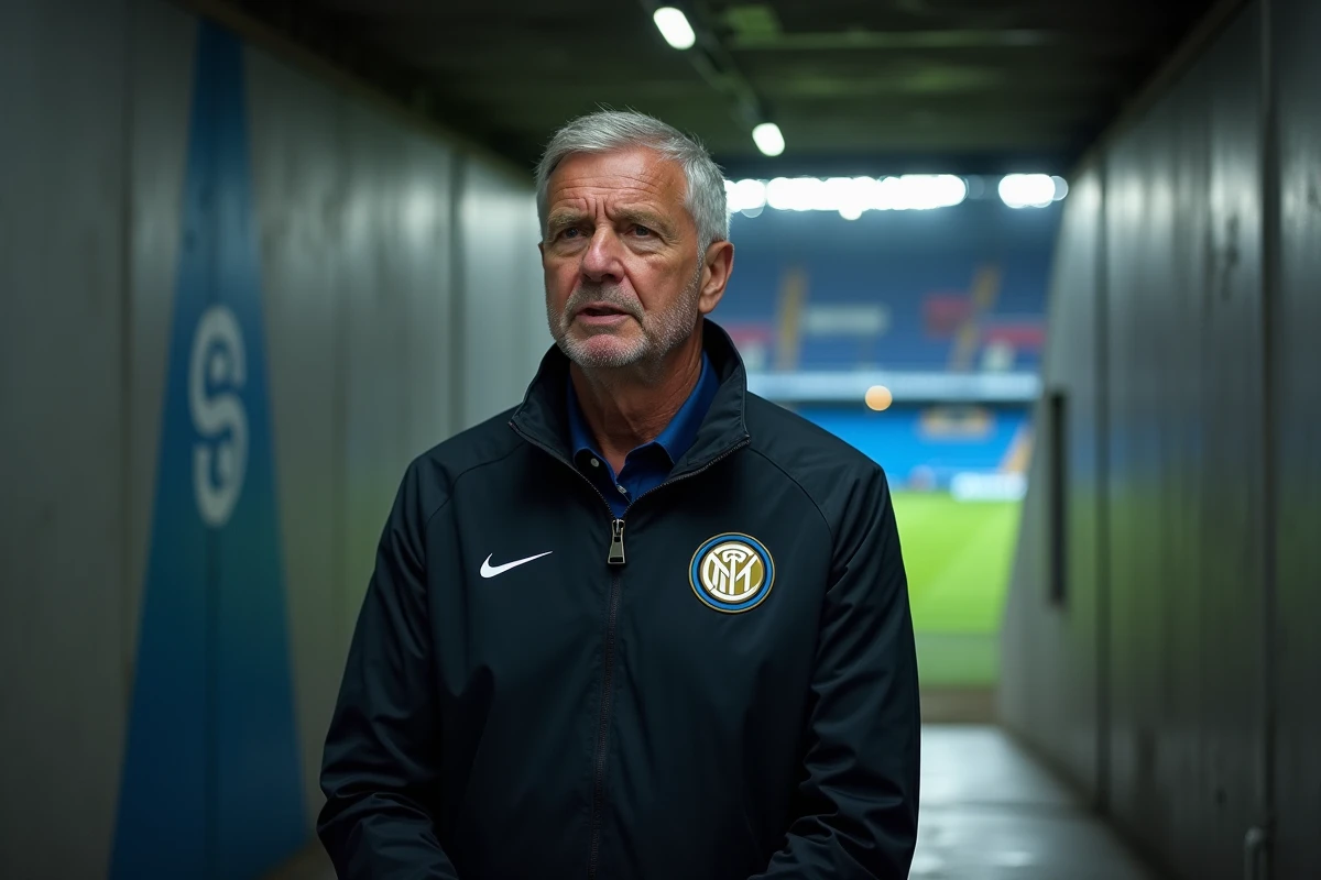 Entraîneur de l'Inter Milan en conférence de presse dans le tunnel du stade avant le match