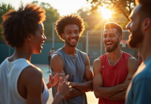 Fans de basketball passionnes en groupe urbain diversifié