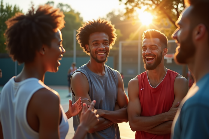 Fans de basketball passionnes en groupe urbain diversifié