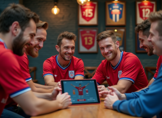 Forum du LOSC, débats de supporters autour des performances du club lillois Groupe de supporters Lille discutant autour d'une tablette