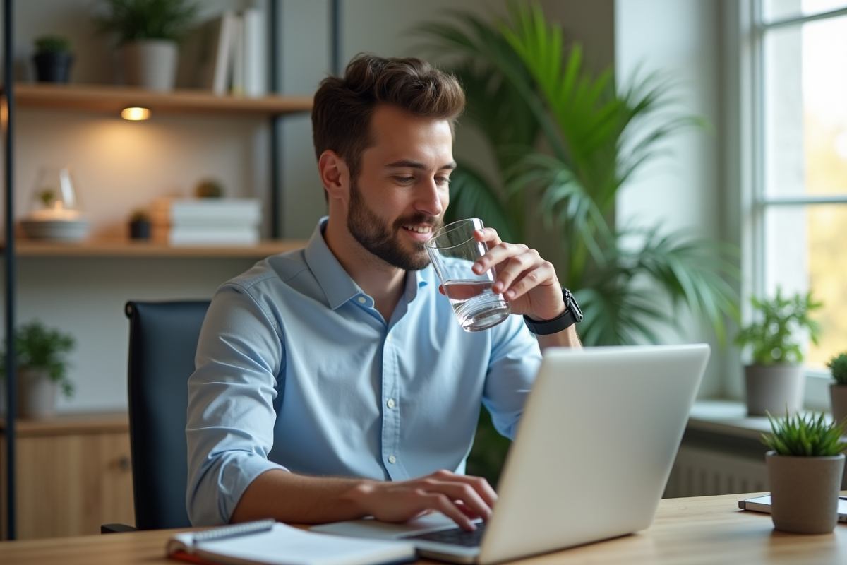 Homme travaillant dans un bureau à domicile