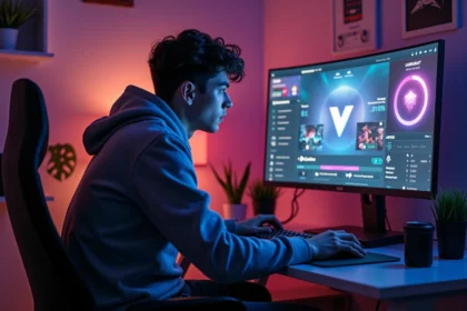 Jeune homme concentré jouant à Valorant sur son ordinateur