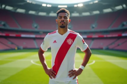 Joueur de football professionnel en maillot de club sur la pelouse d'un grand stade, illustrant les salaires des stars du PSG en 2026