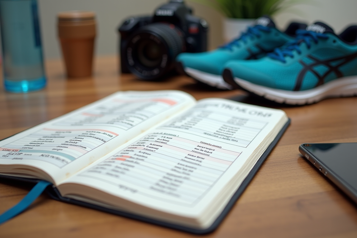 Journal de course avec tableau de conversion miles et km