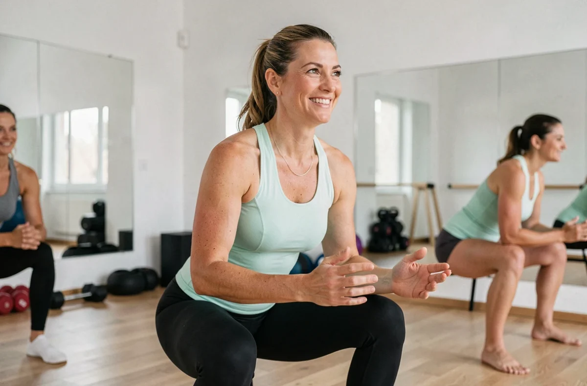 Karine Bernaud coach sportif animant une séance de fitness au sein de son espace Le Coin de la Forme à Lyon
