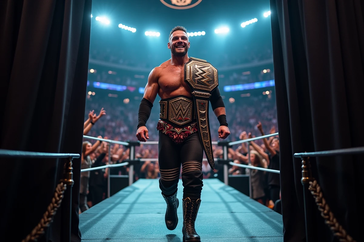 Lutteur charismatique sortant sur la rampe d arena