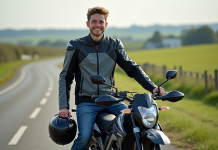 Les avantages d’une moto-cross 125cc homologuée pour la route Jeune motard souriant avec moto 125cc en campagne