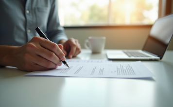 Mains signant une lettre d'annulation de salle de sport