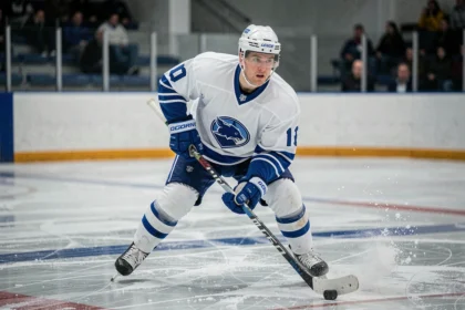 Joueur de hockey sur glace en action sur une patinoire intérieure, sport commençant par I