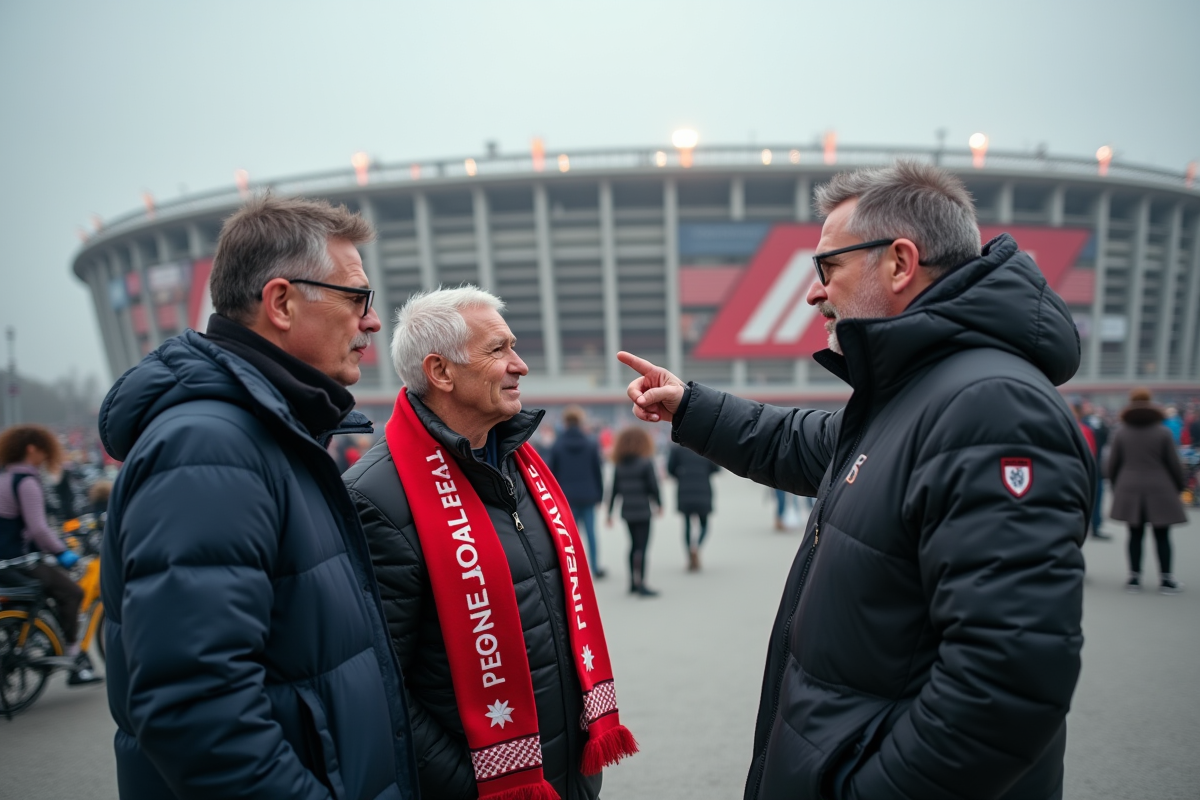 Supporters Lille dehors près du stade en conversation